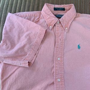 Salmon Pink Boys Short Sleeve Button Down